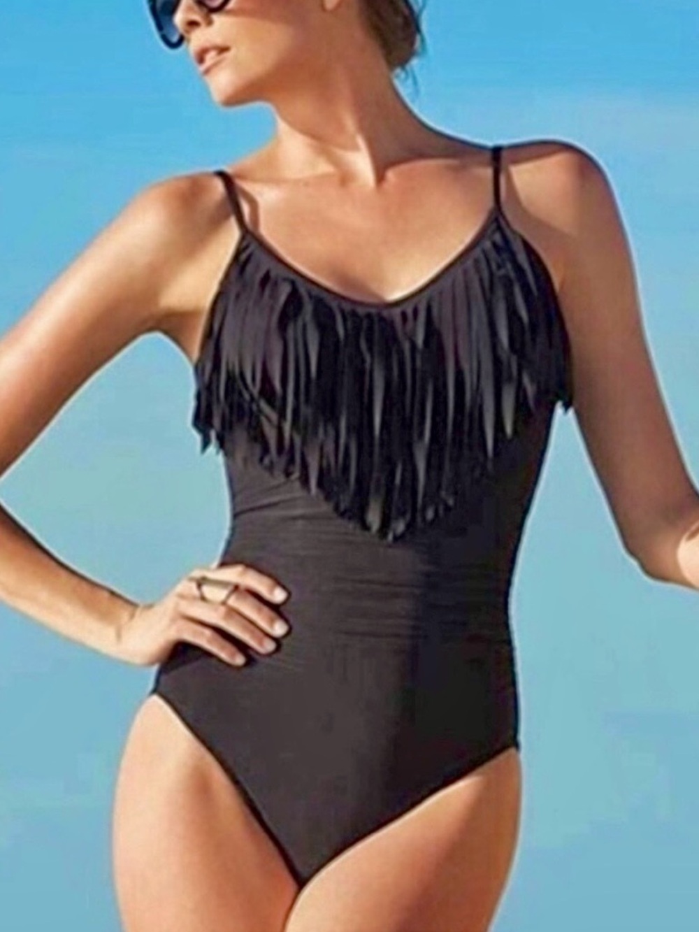 NWOT Magicsuit Solid Blair Fringe One Piece